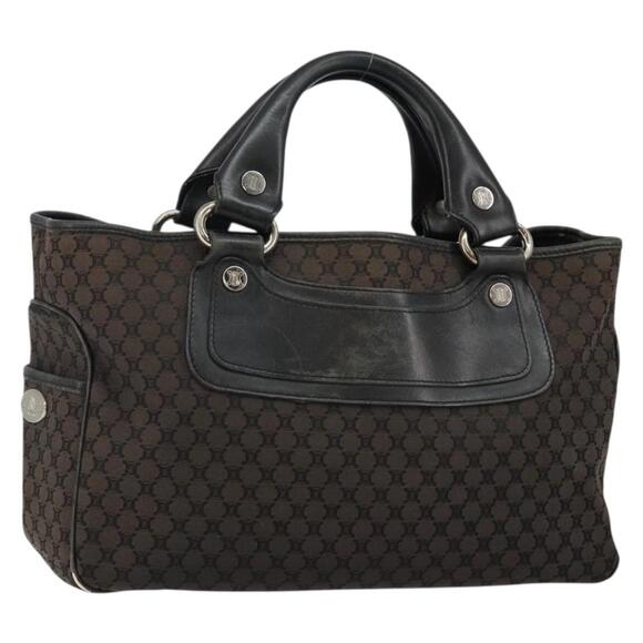 CELINE Macadam Canvas Boogie Hand Bag Dark Brown Black Silver - Picture 1 of 13